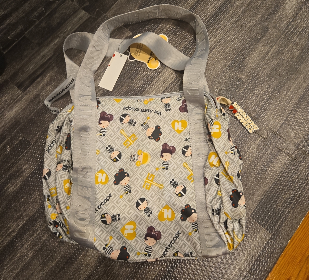 Harajuku Lovers Gray and Yellow Baby Bag with Playful Design